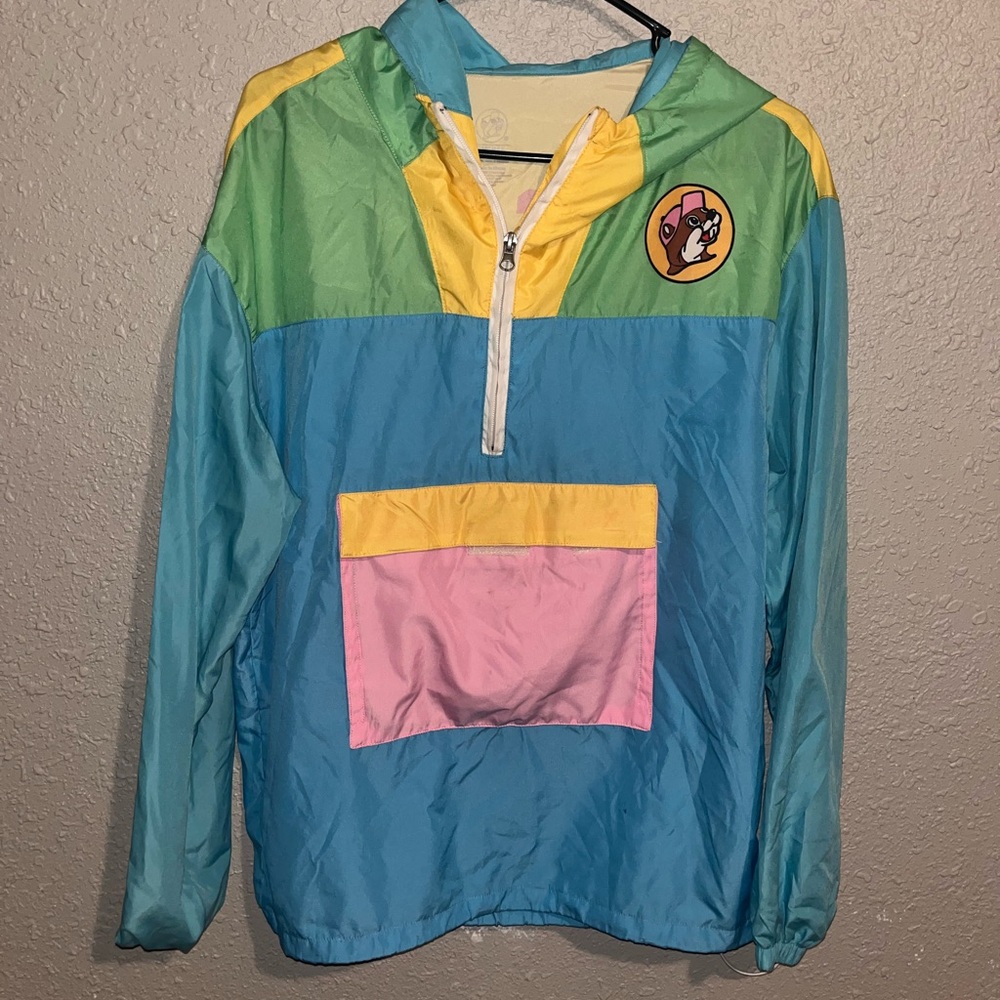Buc-ee’s multicolor quarter zip rain jacket